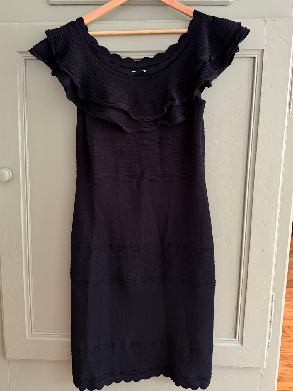 Eliza J Black Ruffle Sheath Dress